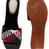 Stepee Black multy 2 inch heel Slippers for women - 6 pair set - Black