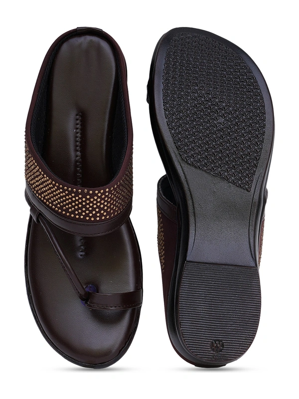 Stepee Brown Comfort Siroski slipper 6 pair set - Brown Brown