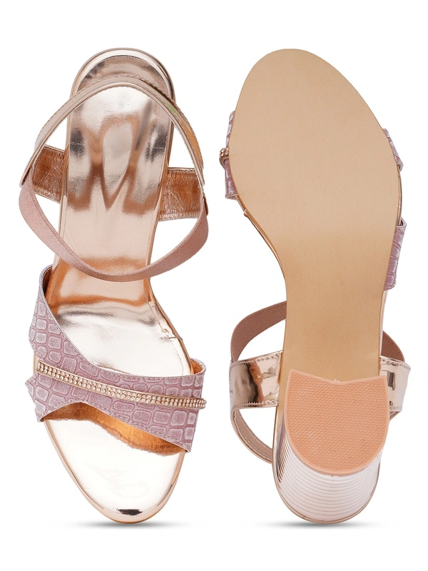 Stepee Rose Gold partywear Bridal heels 6 pair set - Rose Fog