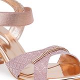 Stepee Rose Gold partywear Bridal heels 6 pair set - Rose Fog