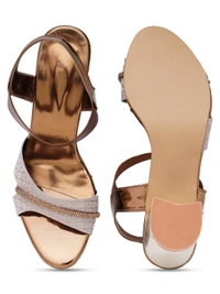 Stepee Copper partywear Bridal heels 6 pair set - Antique