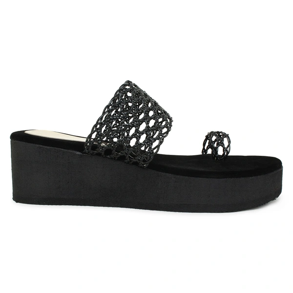 Stepee Black Bunai Rubber Gola Slipper- 6 Pair Set - Black