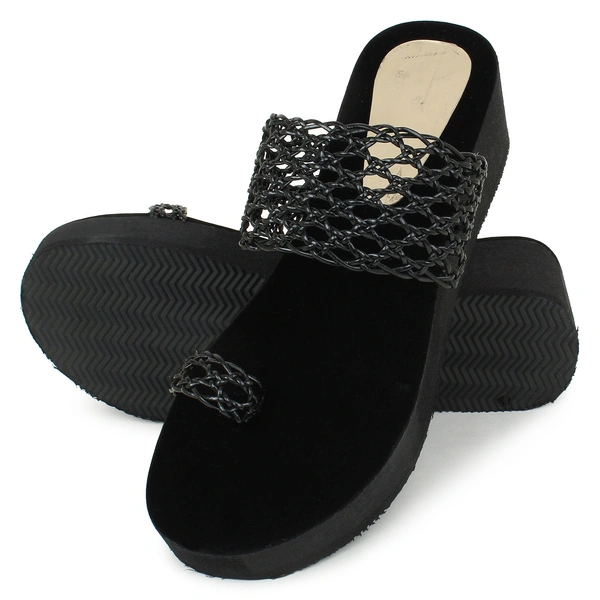 Stepee Black Bunai Rubber Gola Slipper- 6 Pair Set - Black