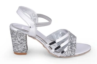 Stepee Silver 2 inch heel  fancy party wear sandal 6 Pair set - Silver