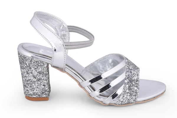 Stepee Silver 2 inch heel  fancy party wear sandal 6 Pair set - Silver