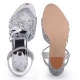 Stepee Silver 2 inch heel  fancy party wear sandal 6 Pair set - Silver