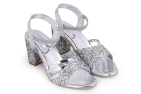 Stepee Silver 2 inch heel  fancy party wear sandal 6 Pair set - Silver