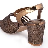 Stepee Coppe r 2 inch heel  fancy party wear sandal 6 Pair set - Antique