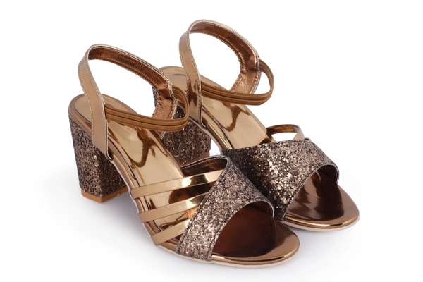Stepee Coppe r 2 inch heel  fancy party wear sandal 6 Pair set - Antique