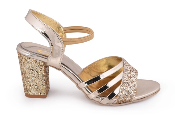 Stepee Golden 2 inch heel  fancy party wear sandal 6 Pair set - Golden