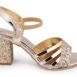 Stepee Golden 2 inch heel  fancy party wear sandal 6 Pair set - Golden