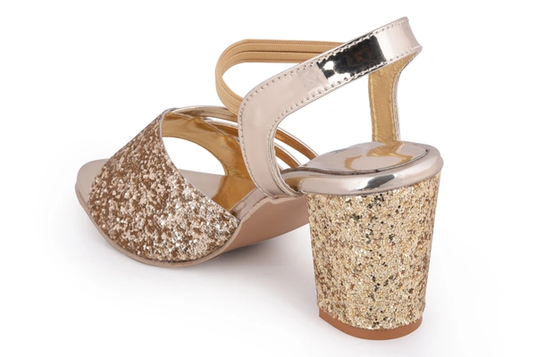 Stepee Golden 2 inch heel  fancy party wear sandal 6 Pair set - Golden
