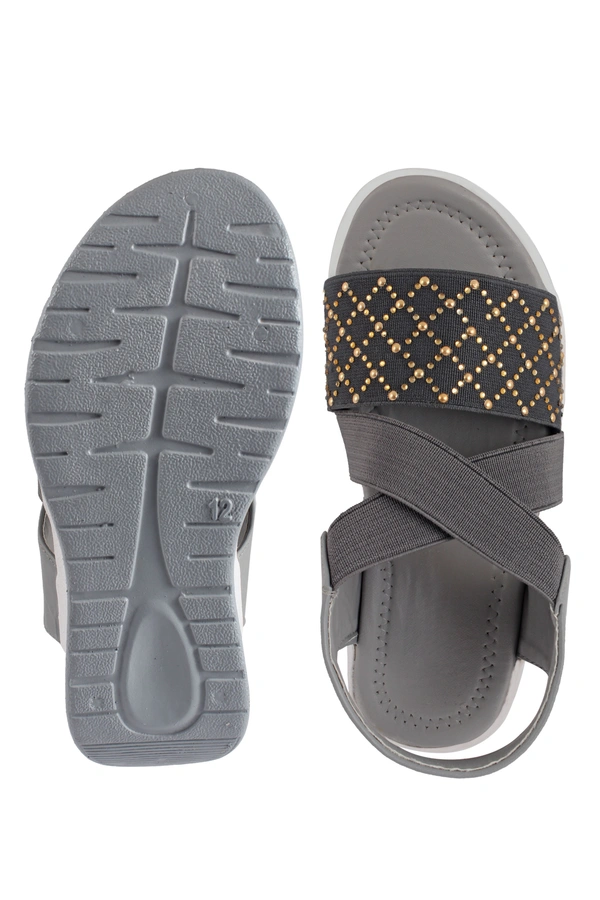 Stepee Grey Kids sandal with siroski  8 Pair set - Grey