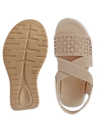 Stepee Cream Kids sandal with siroski  8 Pair set - Cream