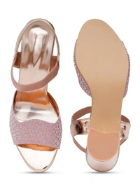 Stepee Rose Gold partywear Bridal heels 6 pair set - Rose gold