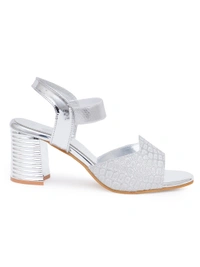 Stepee Silver partywear Bridal heels 6 pair set - Silver