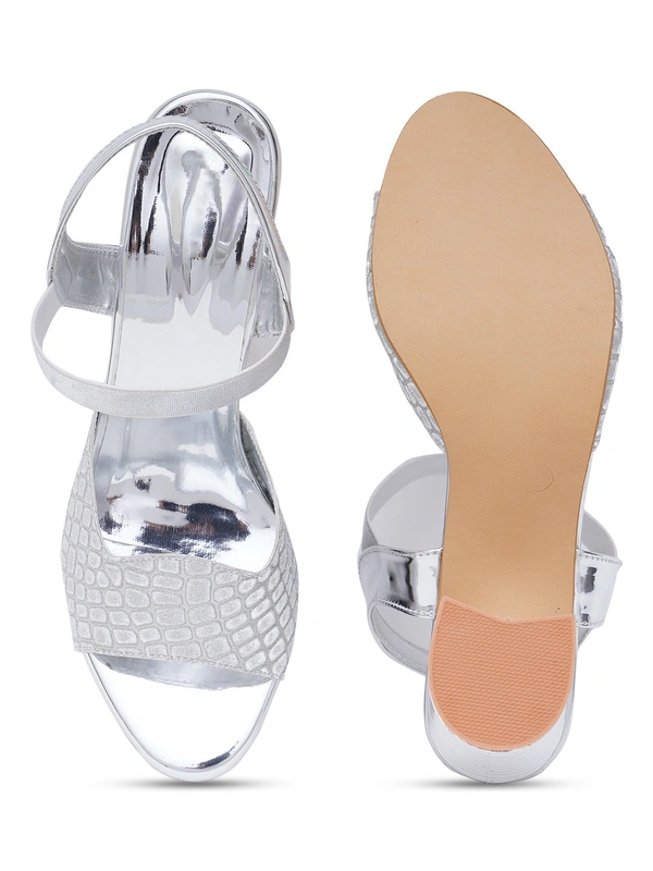 Stepee Silver partywear Bridal heels 6 pair set - Silver
