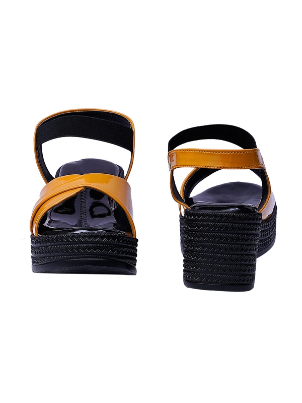 Stepee Yellow Platform Heel sandal 6 Pair set - Mustard