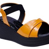 Stepee Yellow Platform Heel sandal 6 Pair set - Mustard