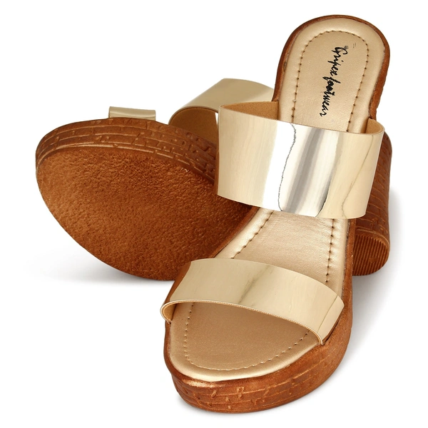 Stepee Platform weges Golden  slipper for women - 6 Pair set - Golden