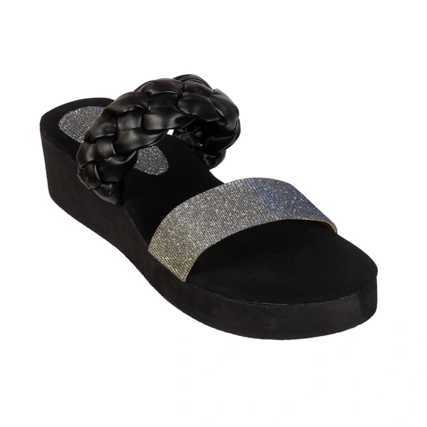 Stepee Black Bunai Rubber Gola Slipper- 6 Pair Set - Black