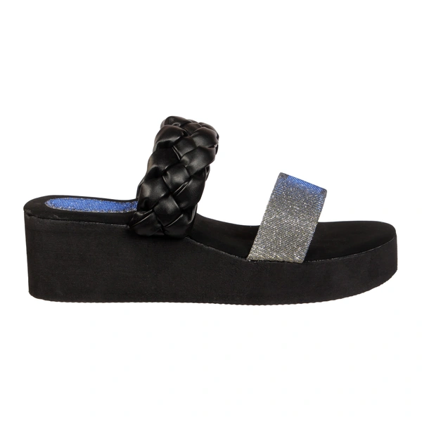 Stepee Black Bunai Rubber Gola Slipper- 6 Pair Set - Black