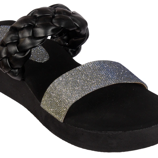 Stepee Black Bunai Rubber Gola Slipper- 6 Pair Set - Black