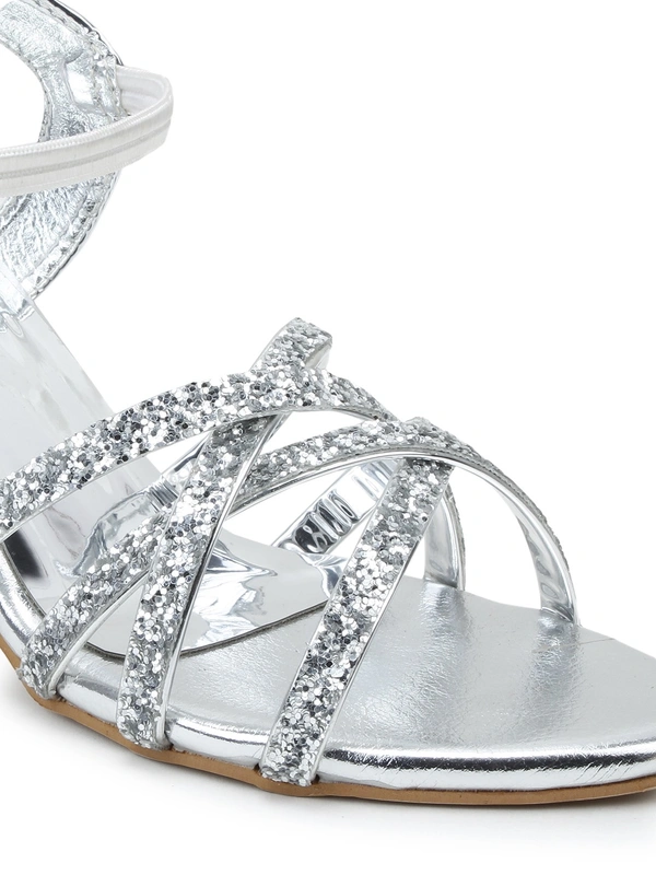 Stepee Heel Sandal -6 Pair Set - Silver