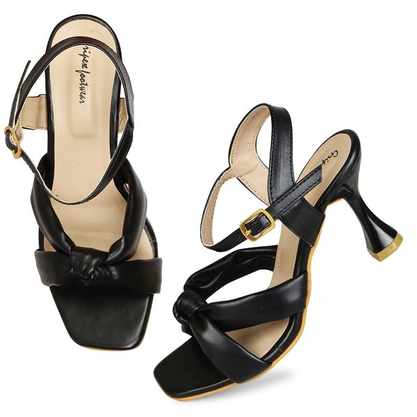 Stepee Women Classy Black Heel sandals- 6 Pair set. - Black