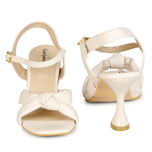 Stepee Women Classy Cream Heel sandals- 6 Pair set. - Cream