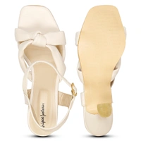 Stepee Women Classy Cream Heel sandals- 6 Pair set. - Cream