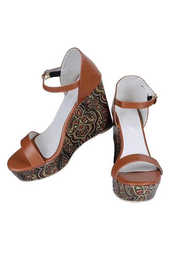 Stepee TAn Backcovered Platform wedges gola sandal - 6 Pair set - Tan
