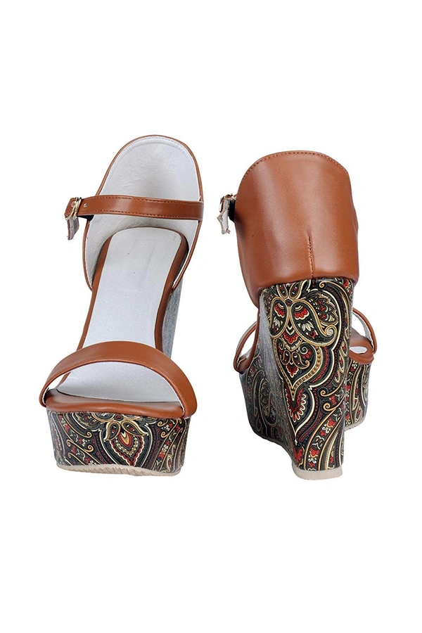 Stepee TAn Backcovered Platform wedges gola sandal - 6 Pair set - Tan