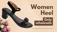 Stepee Short heel black Sandals -6 Pair Set - Black