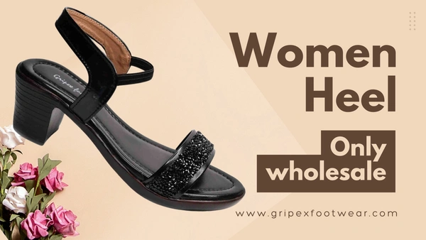 Stepee Short heel black Sandals -6 Pair Set - Black