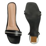 Black lace up heel sandals - Black