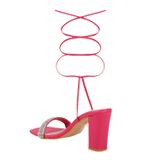 Pink block heel stips sandals - Pink Flamingo