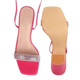 Pink block heel stips sandals - Pink Flamingo