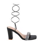 Pink block heel stips sandals - Black