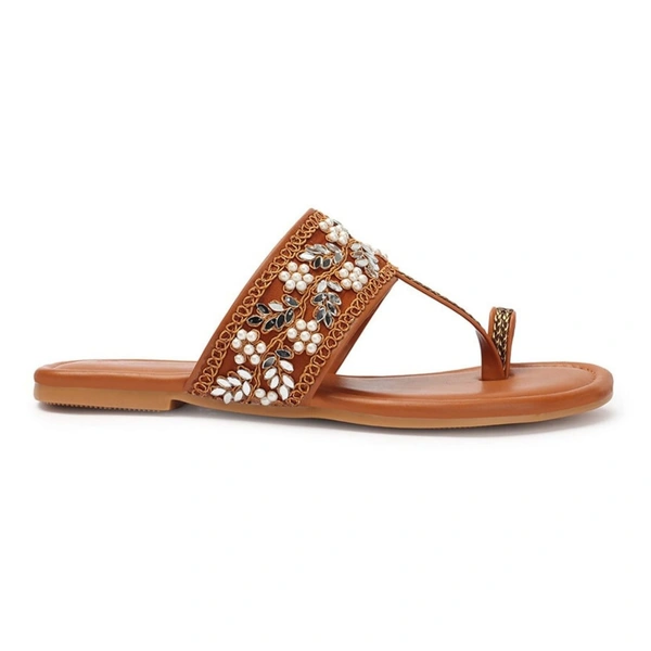 Flat imported patta slippers - Tan