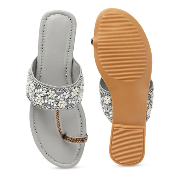 Flat imported patta slippers - Grey