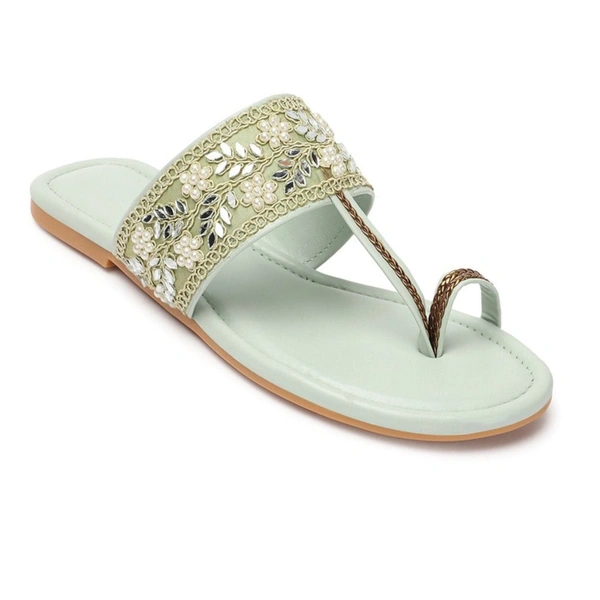 Flat imported patta slippers - Green