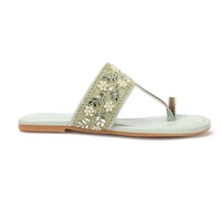 Flat imported patta slippers - Green