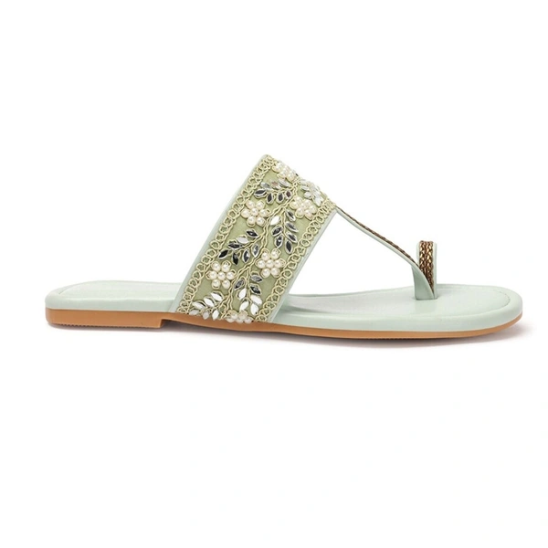 Flat imported patta slippers - Green