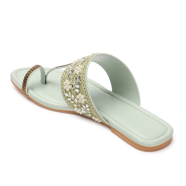 Flat imported patta slippers - Green