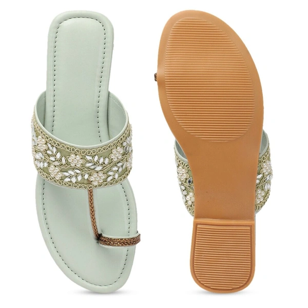 Flat imported patta slippers - Green