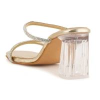 Partywear glass heel slippers for women - Golden
