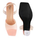 Smoky upper with Glass heel smart casual slippers - Pink