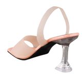 Smoky upper with Glass heel smart casual slippers - Pink
