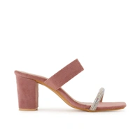 Swead block heel slippers with smart wear imported chain work - Pink